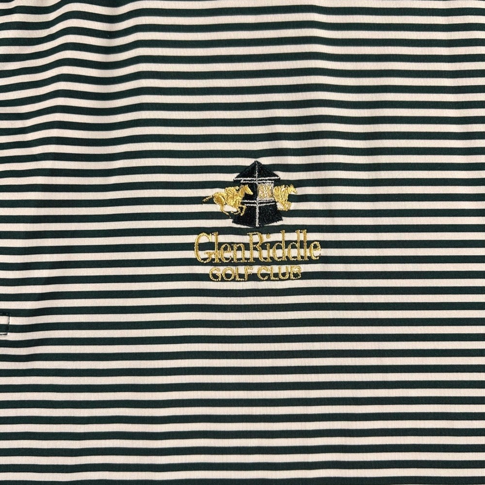 FootJoy Mens GlenRiddle Golf Club Striped Polo Shirt Green White XL Stretch FJ - Picture 2 of 9